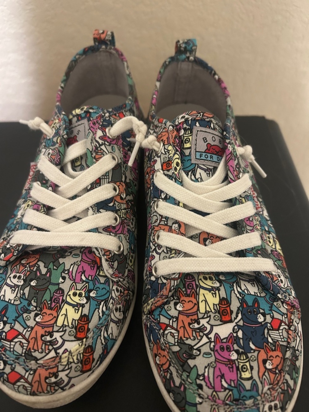 BOBS from Skechers Multi-Color Cat Print Canvas Sneakers